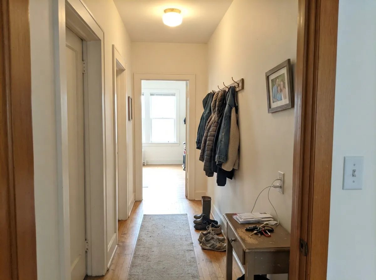 As a one-color trim-and-wall combo it stays clean and unfussy — no visible seam because nothing else is competing with it.