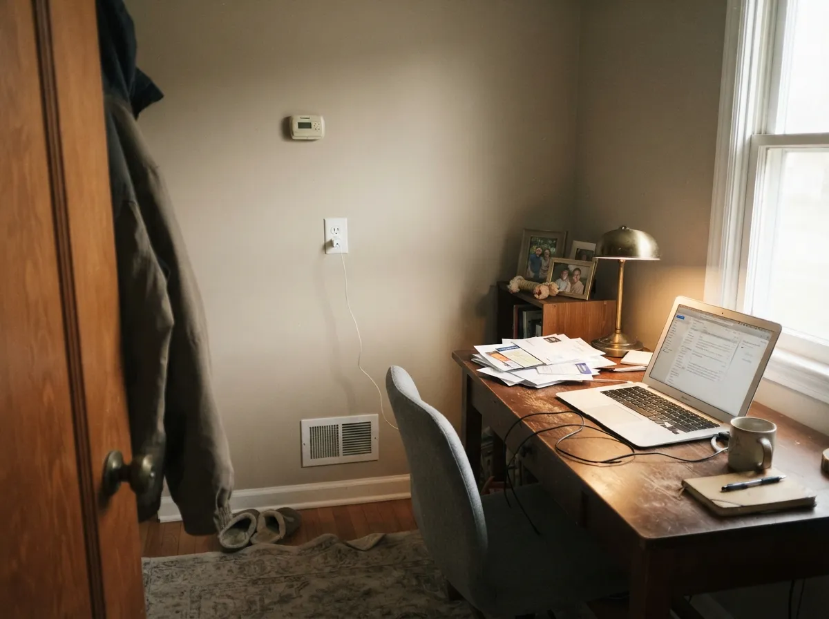 A quiet backdrop for a home office — enough color to feel deliberate without pulling focus on a video call.
