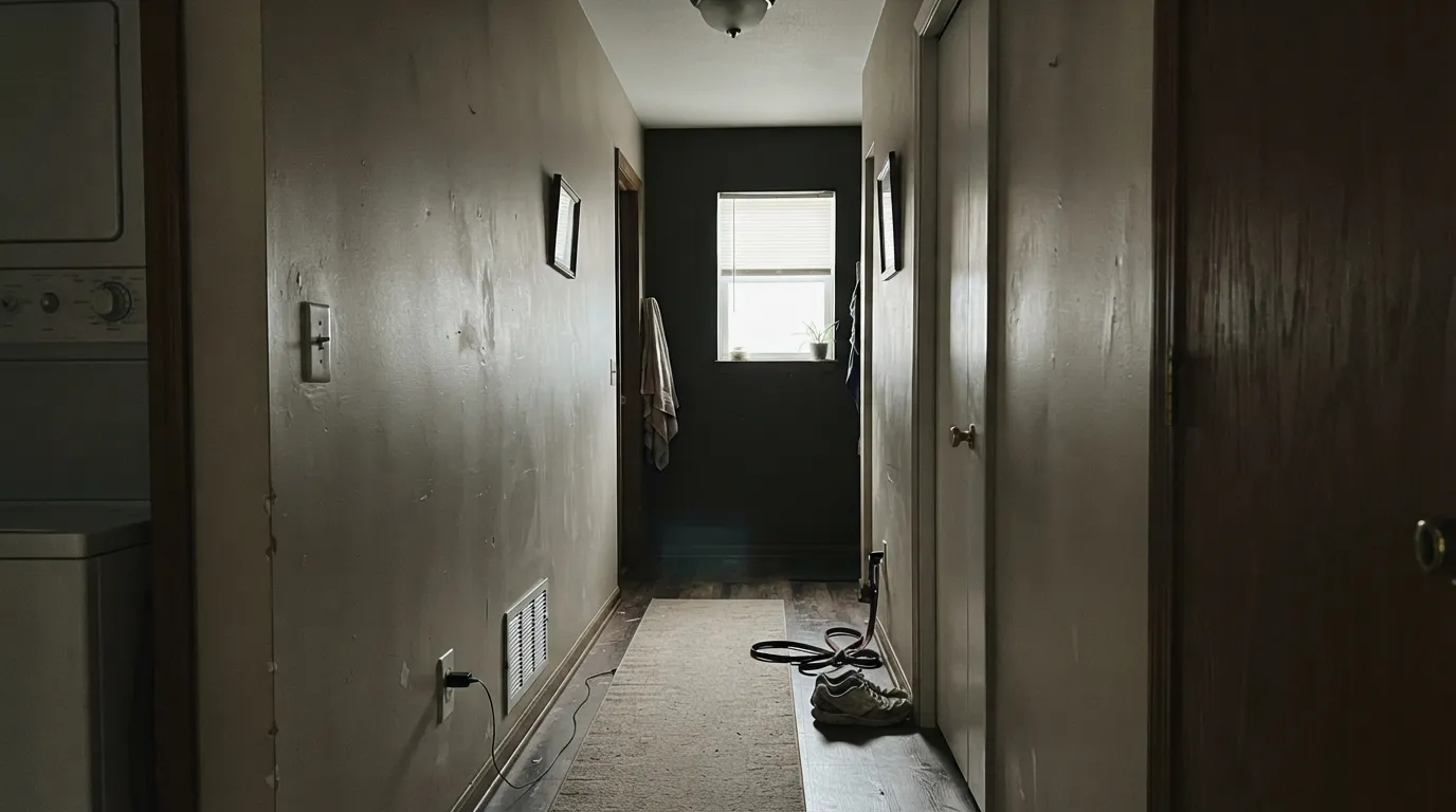 The honest shot: cool north light with no warm lamp drains the beige out and leaves a flat, muddy gray — the situation to test for before you commit a whole room.