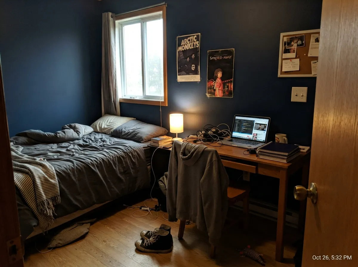 The grown-up teen blue: saturated enough to feel like a real choice, adult enough to survive them leaving for college.