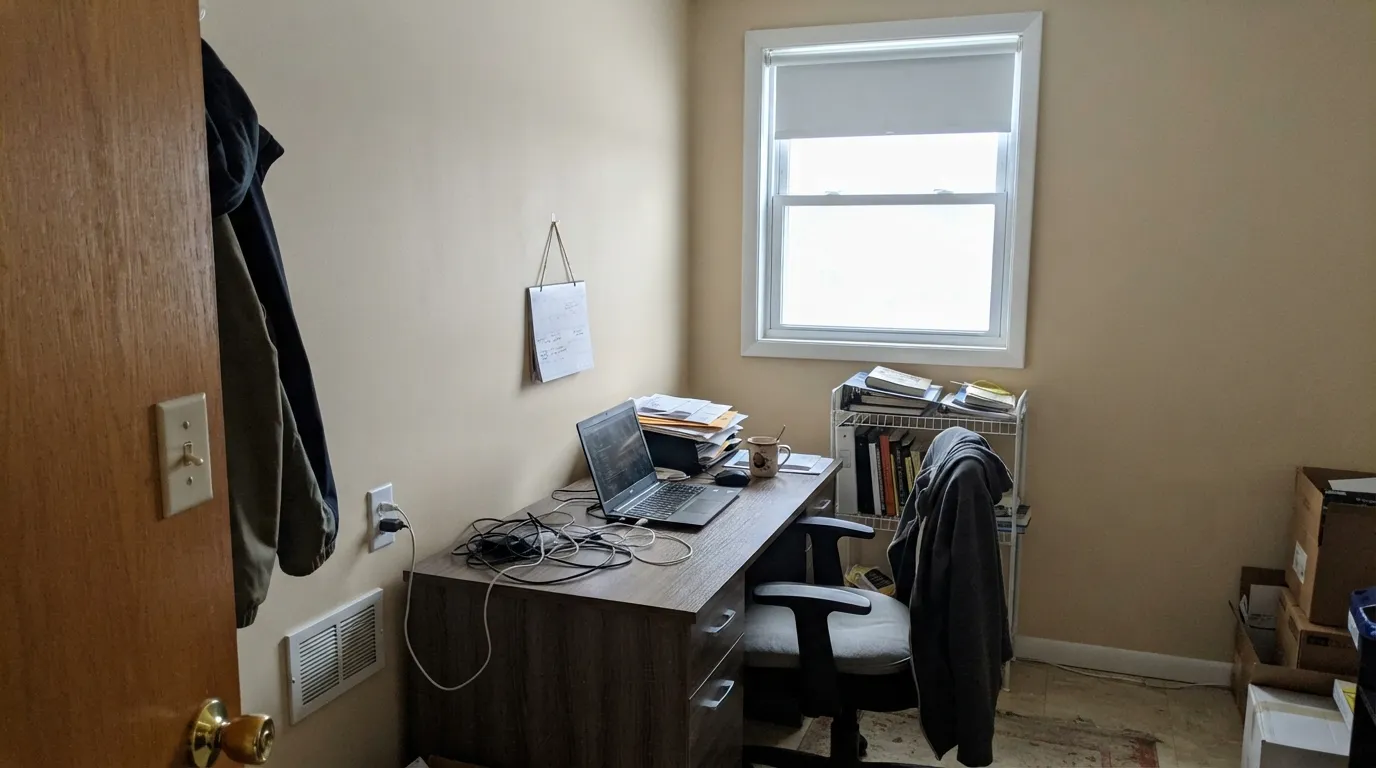 The honest shot: cool north light with no lamps drains what little warmth this color has, leaving a flat, pale gray-beige — the situation its low chroma can't survive.