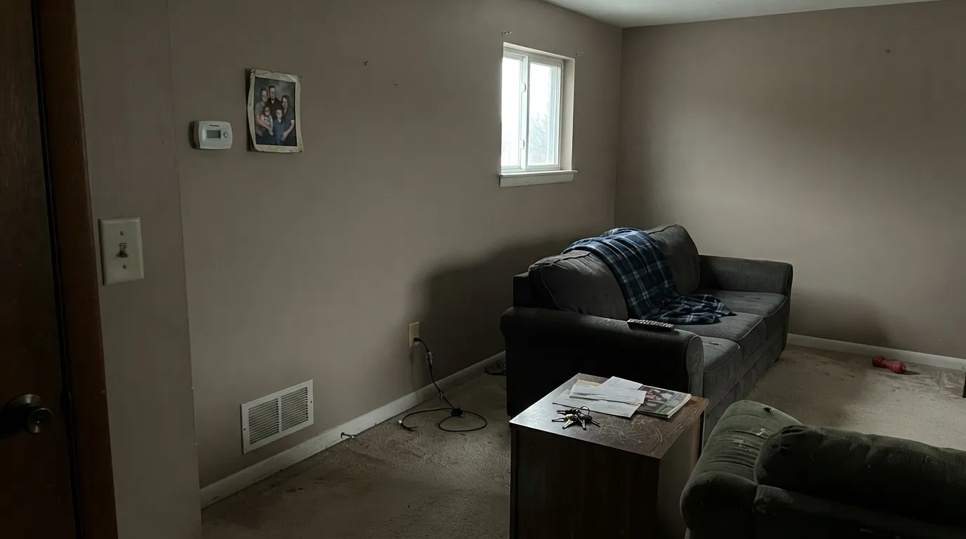 The honest shot: in a dim north room the red drains out and Ivory Brown goes muddy — the too-dark, slightly dirty walls the skip-if is about.