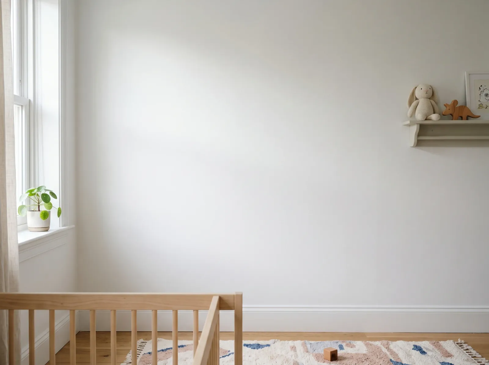 Finished clean white wall with no trace of the old marker or crayon stains