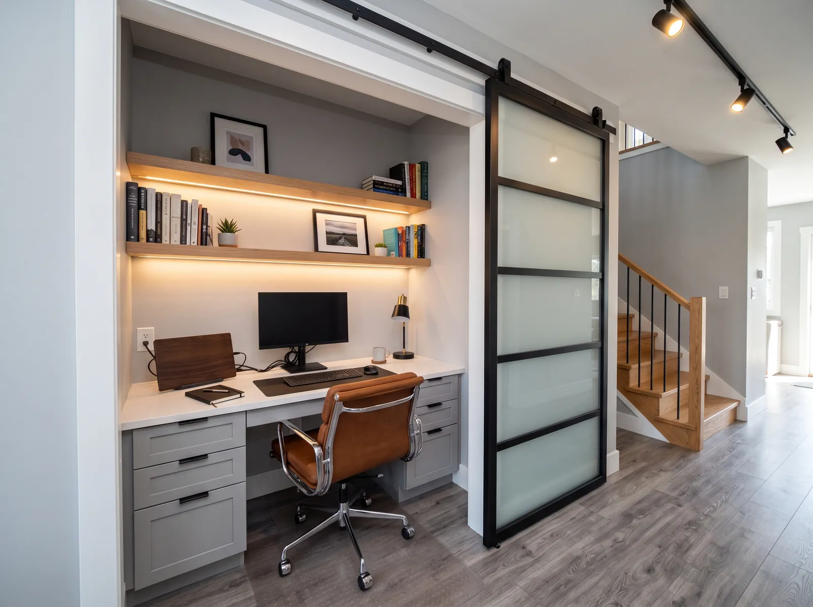Basement painted in Sacred Spring — Cool Gray Study
