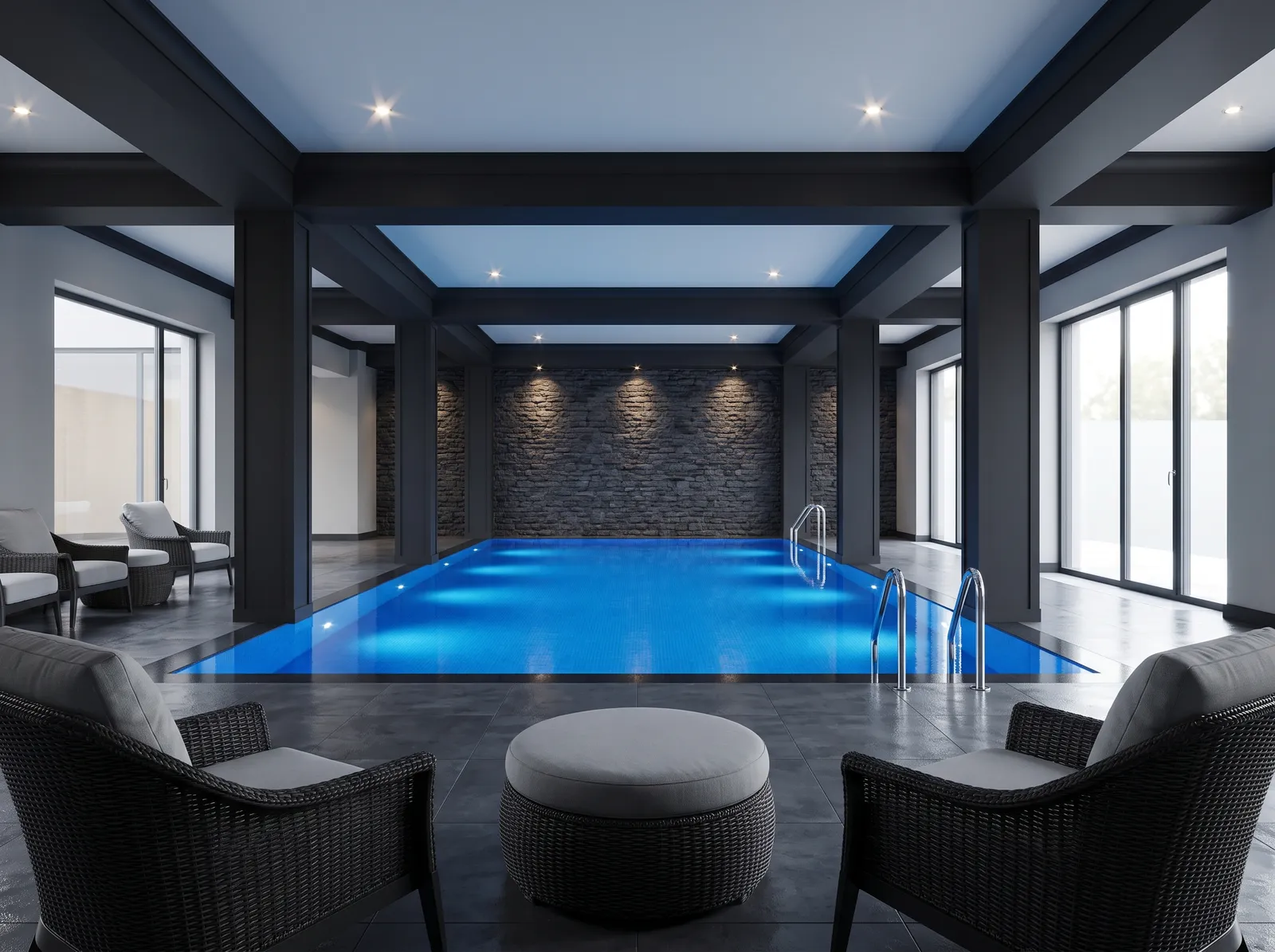 Basement painted in Blackboard — Cool Spa Gray