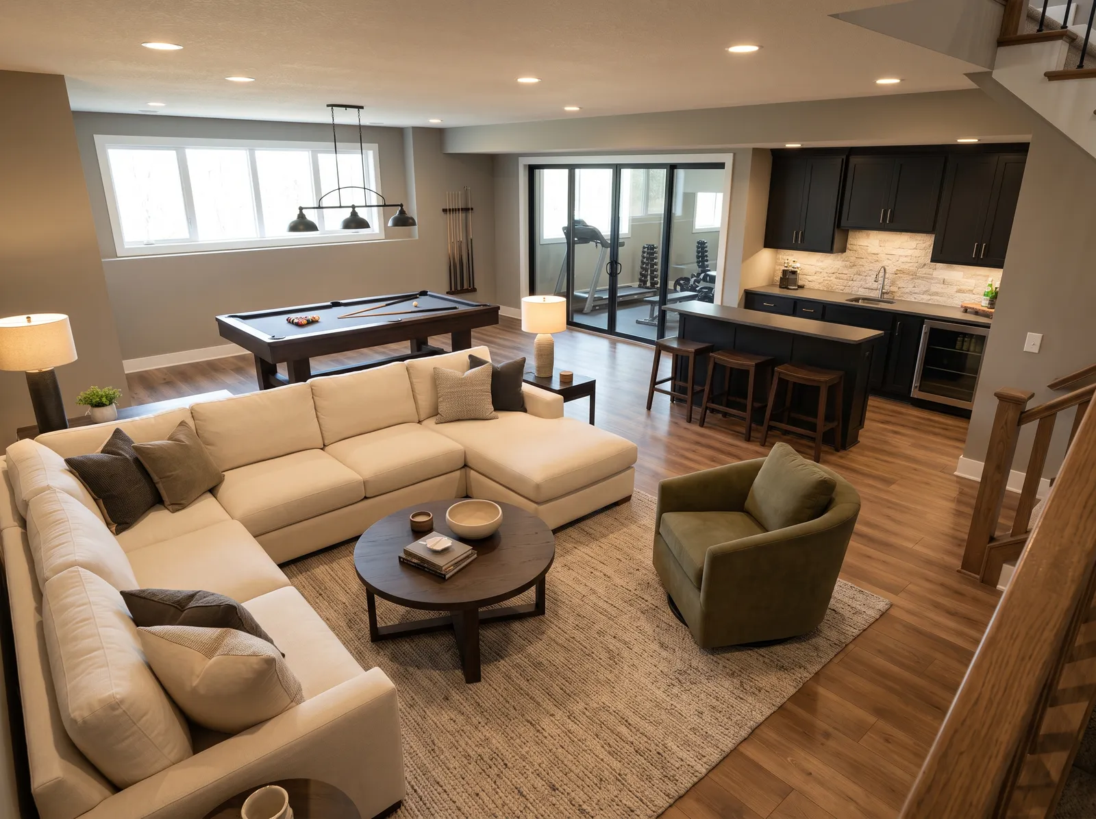 Basement painted in Gothic Arch — Warm Taupe And Black