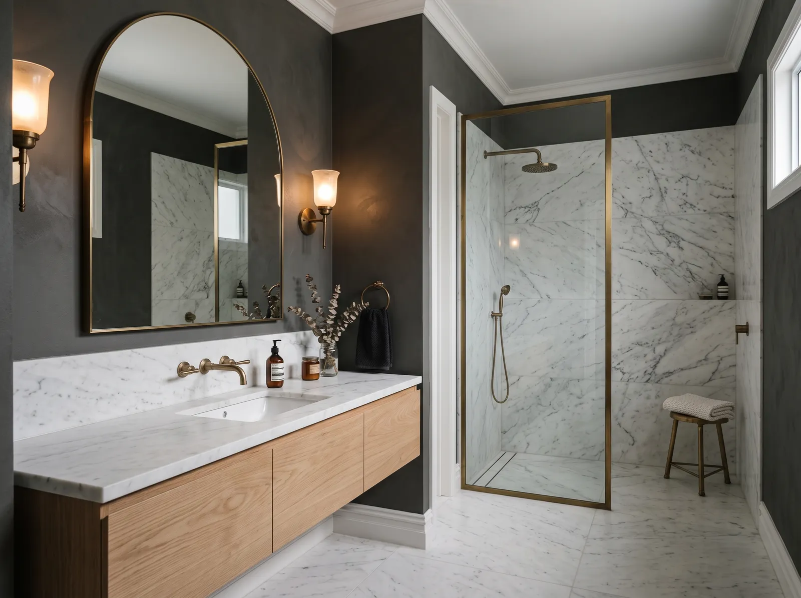Bathroom painted in Chelsea Gray — Deep Charcoal