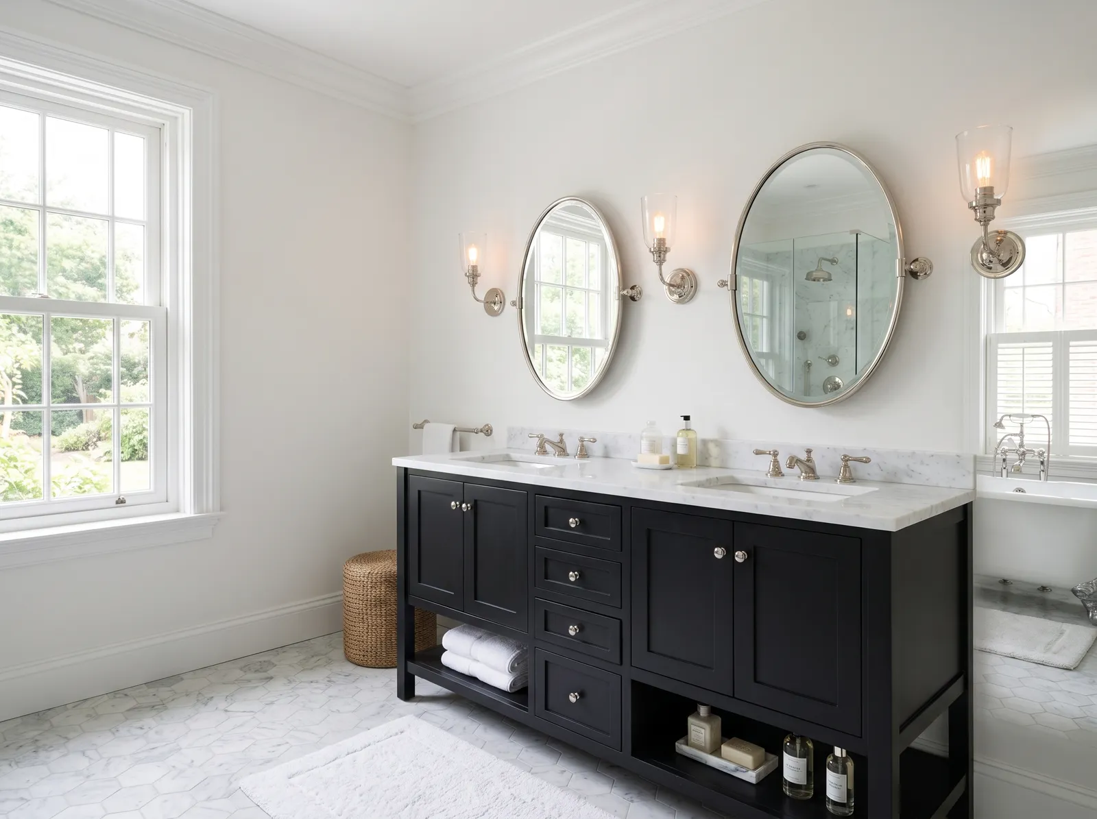 Black & White painted in Decorator's White — Black Beauty Vanity
