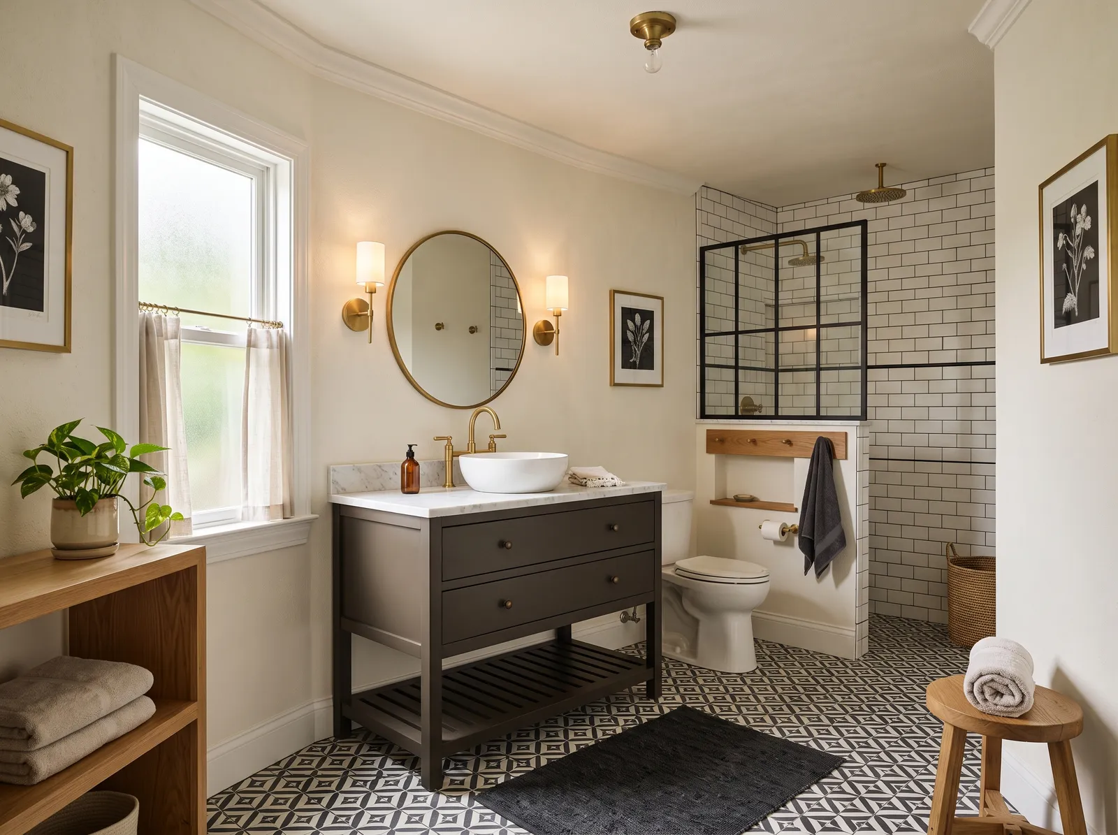 Black & White painted in White Dove — Warm Bronze Warmth