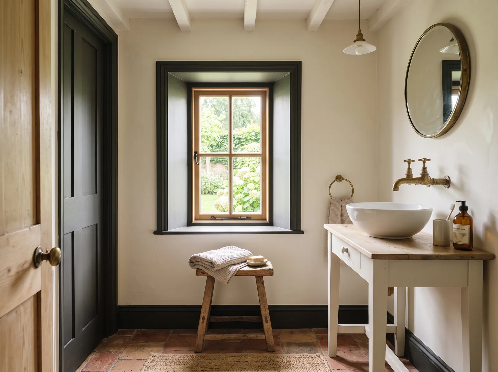 Black & White painted in Wimborne White — Soft Off-Black