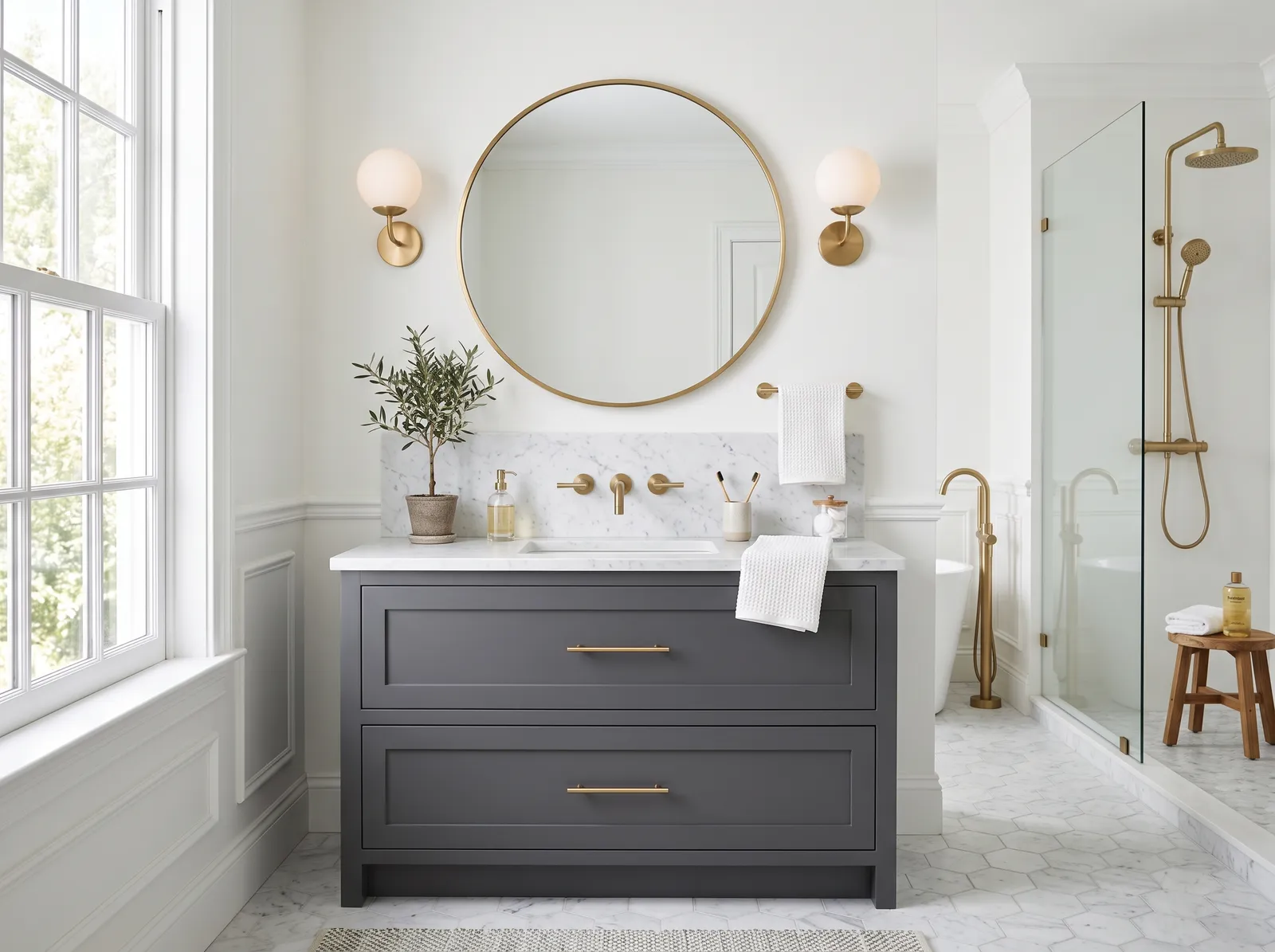 Black & White painted in Chantilly Lace — Soft Charcoal Calm