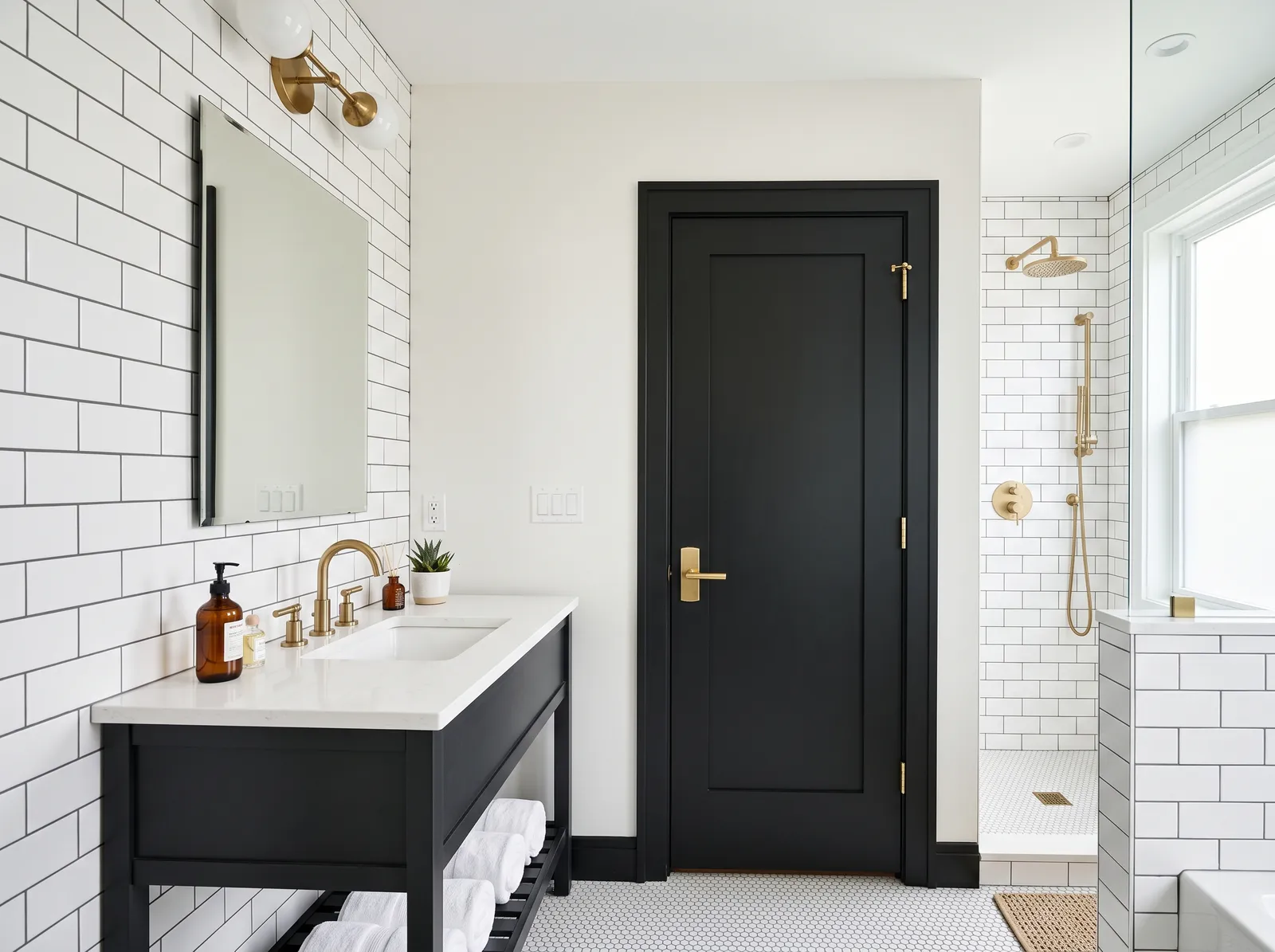 Black & White painted in Pure White — Bold Black Doorway