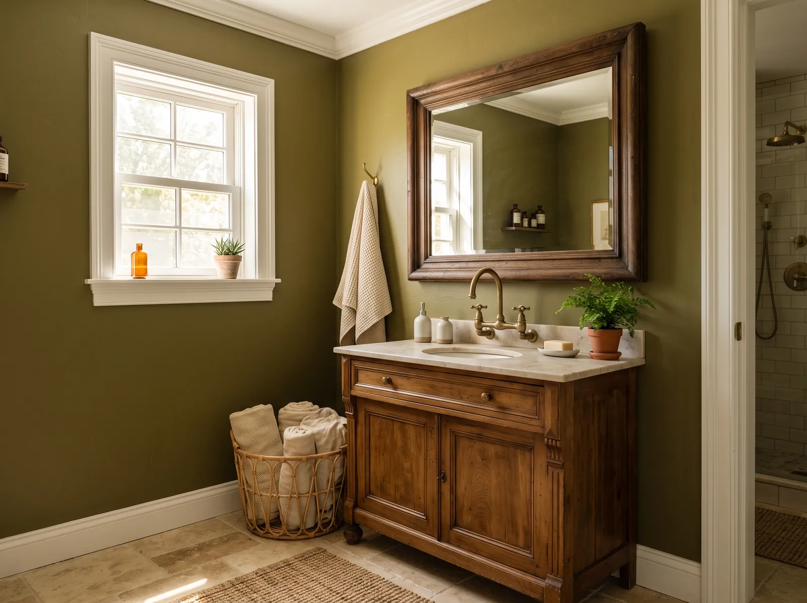 Green painted in Bancha — Olive Bancha Glow