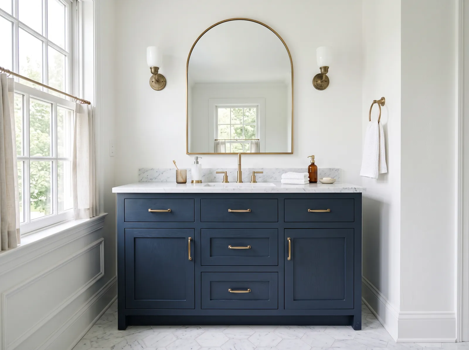 Vanity painted in Chantilly Lace — Deep Blue Vanity