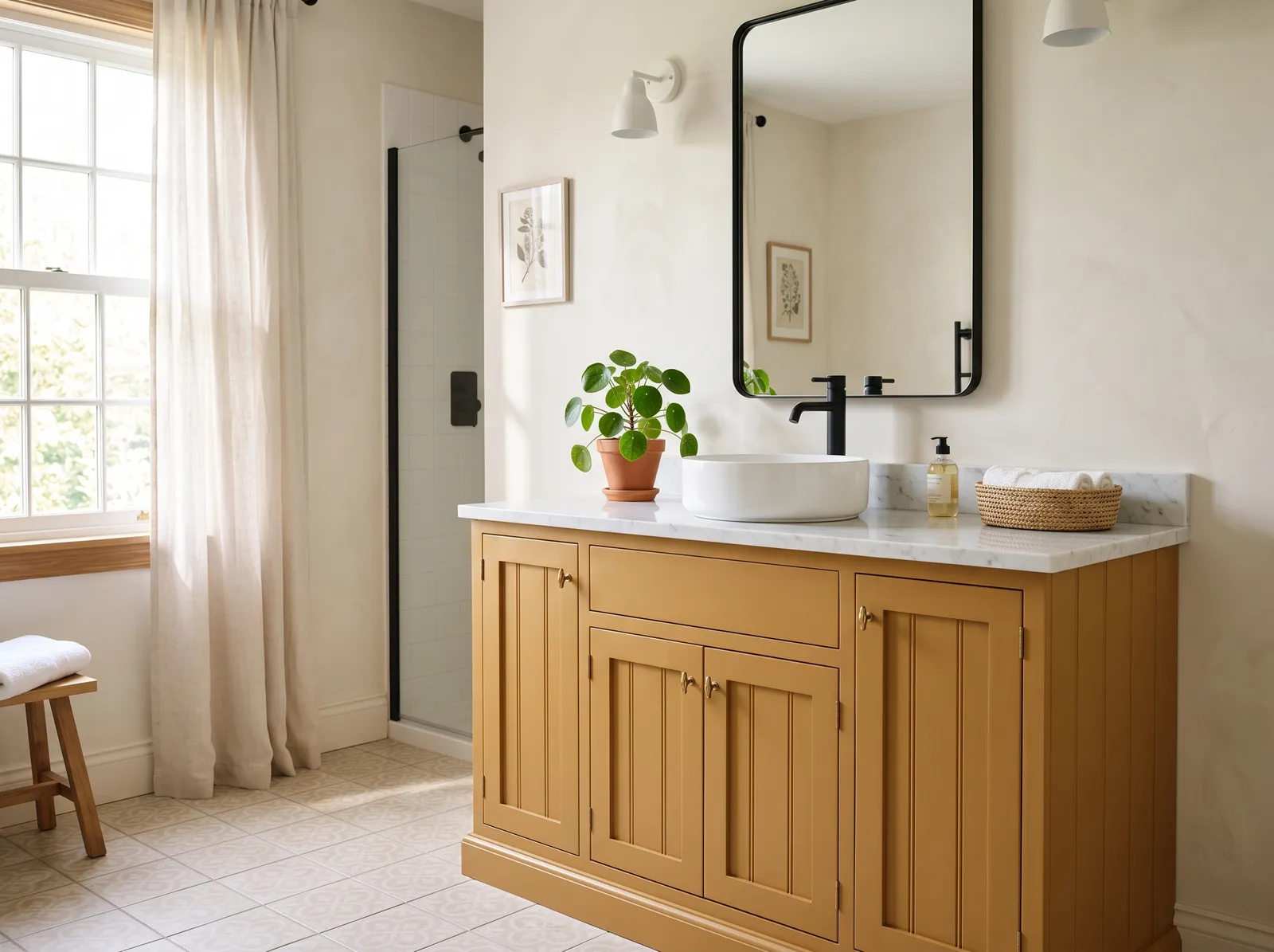 Vanity painted in Alabaster — Mustard Ochre Vanity