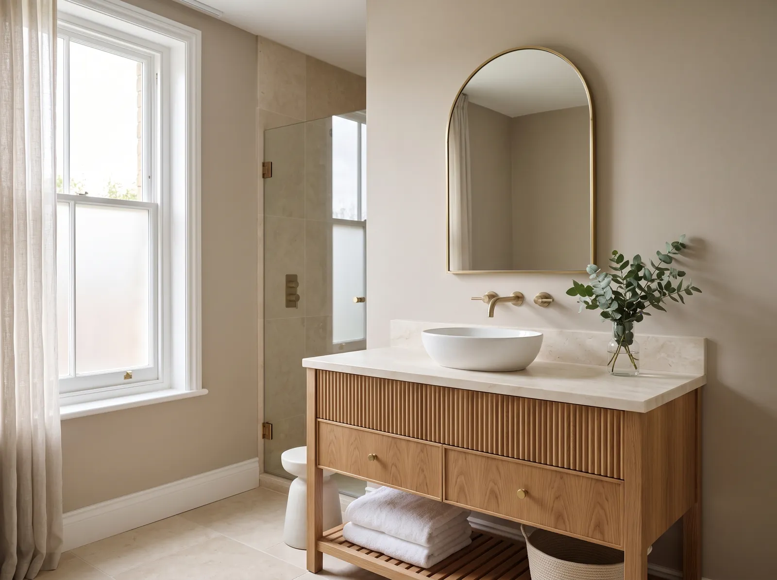 Bathroom Color Ideas — real room painted in Pavilion Beige