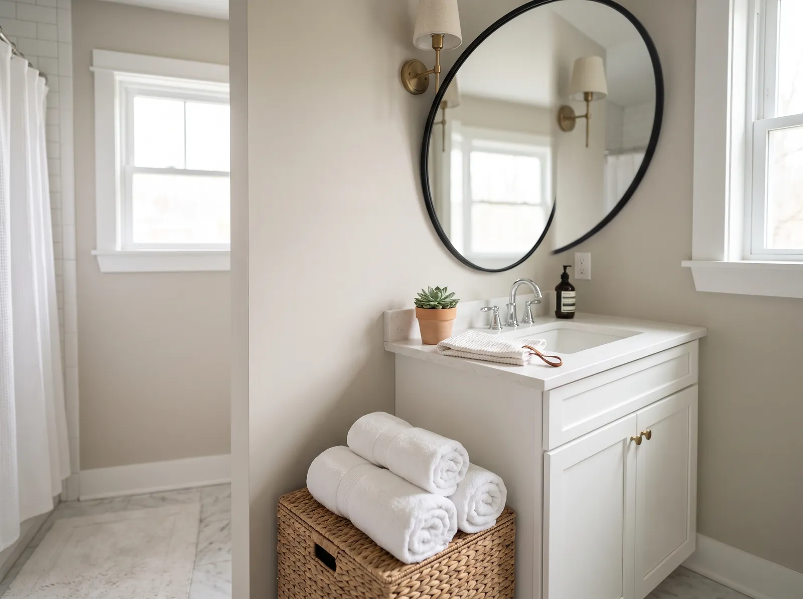 Guest painted in Edgecomb Gray — Soft Greige Calm