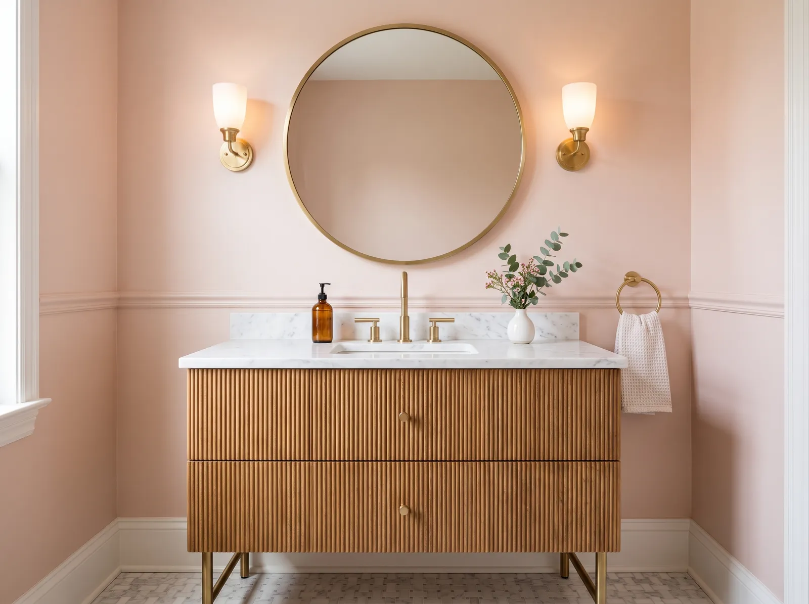 Half / Powder painted in First Light — Blush Powder Room