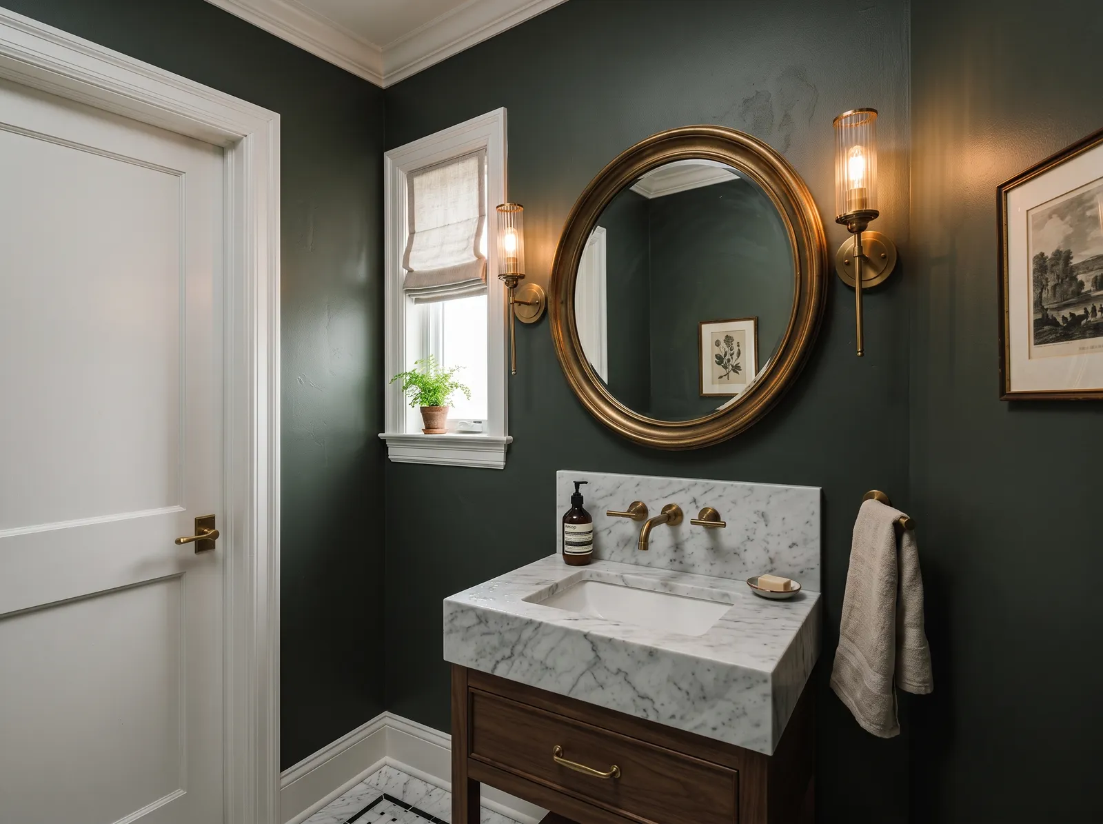 Half / Powder painted in Green Smoke — Deep Forest Green