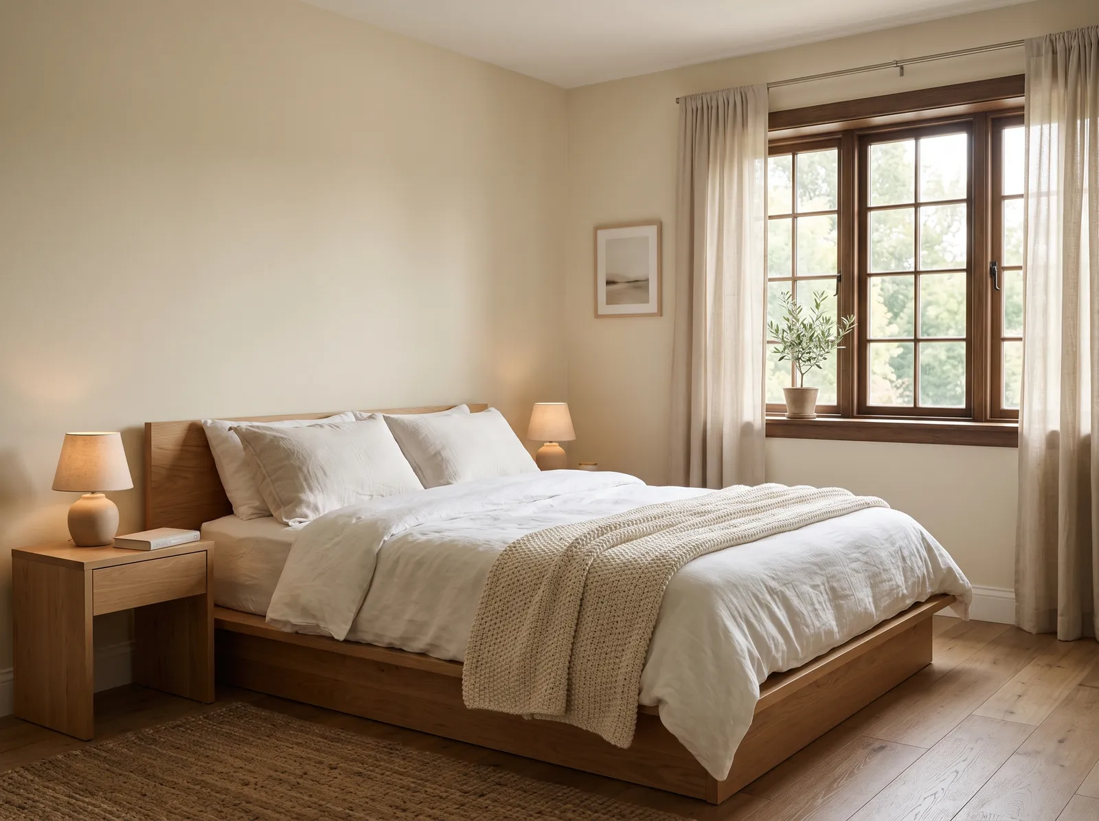Beige painted in Shoji White — Pale Oatmeal Calm