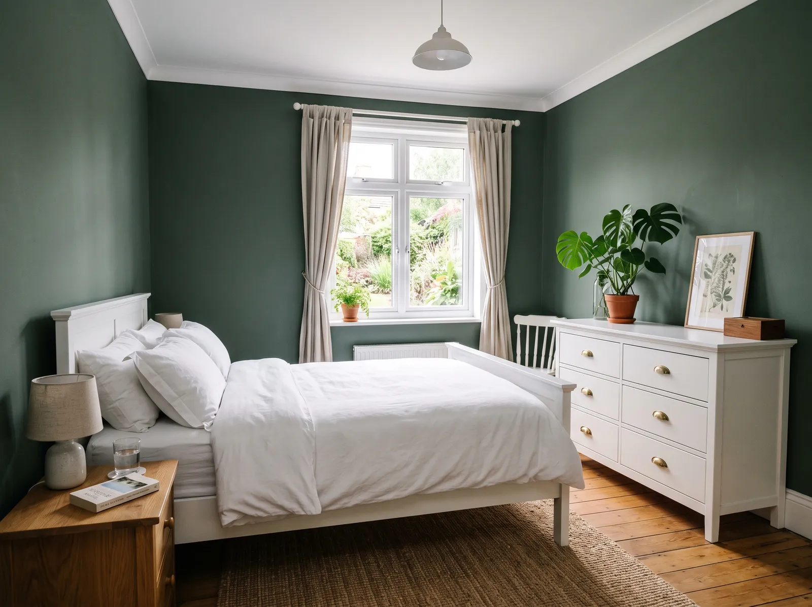 White Furniture painted in Green Smoke — Deep Forest Green