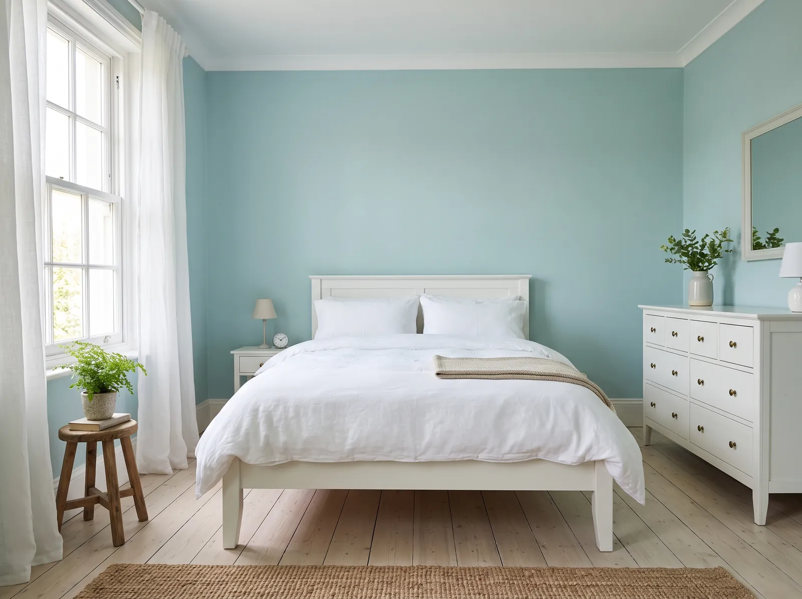 White Furniture painted in Palladian Blue — Airy Blue-Green