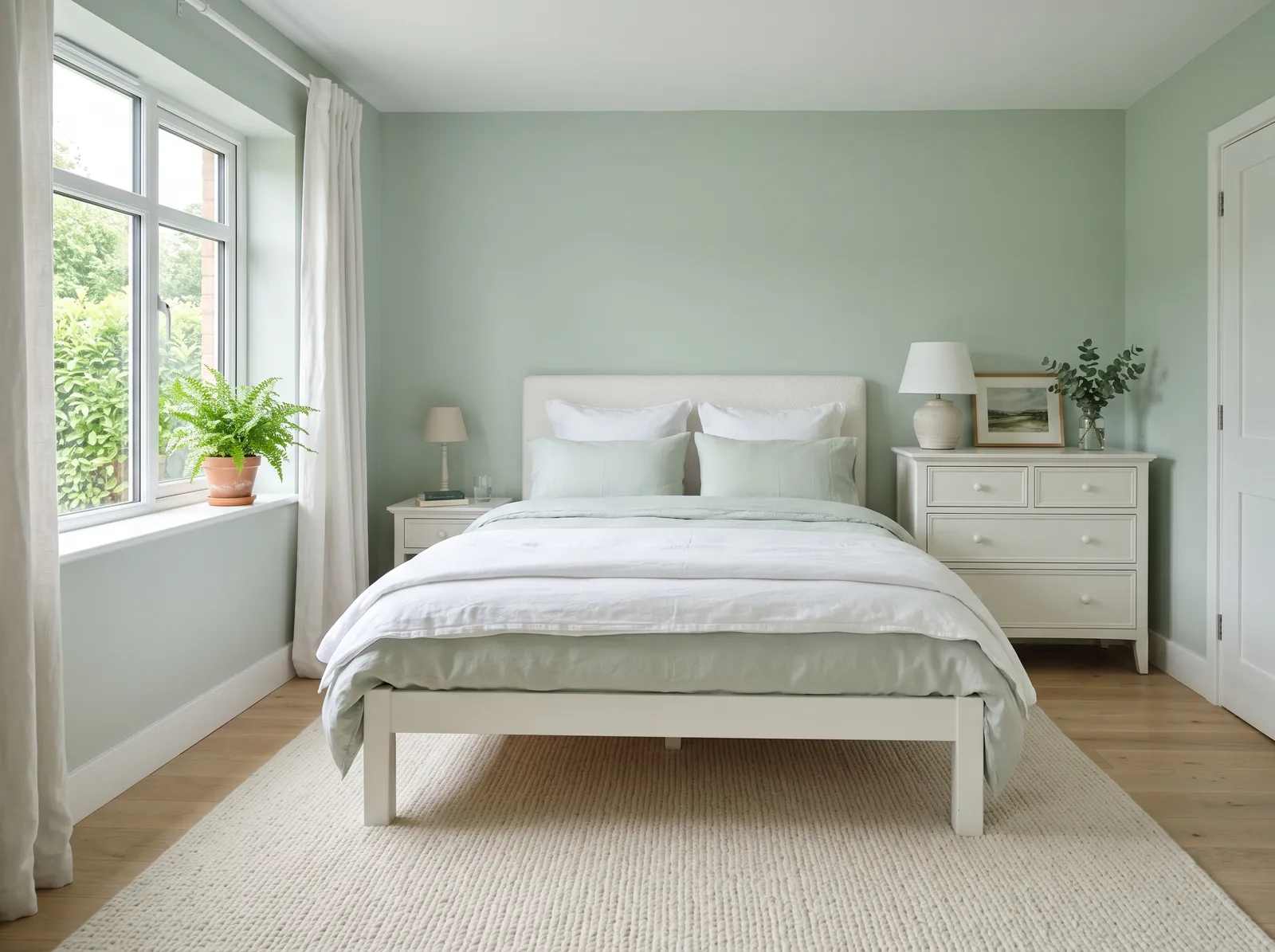 White Furniture painted in Sea Salt — Soft Sea Salt Green