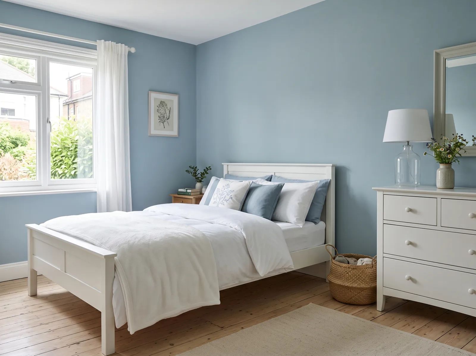 White Furniture painted in Sleepy Blue — Soft Restful Blue