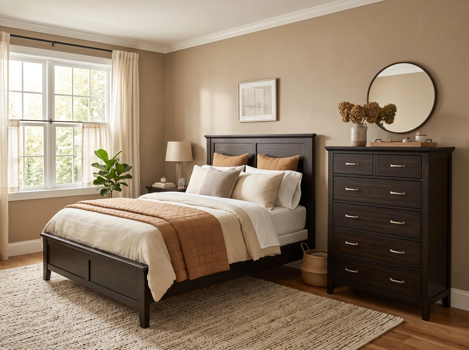 Dark Wood Furniture painted in Balanced Beige — Soft Taupe Warmth