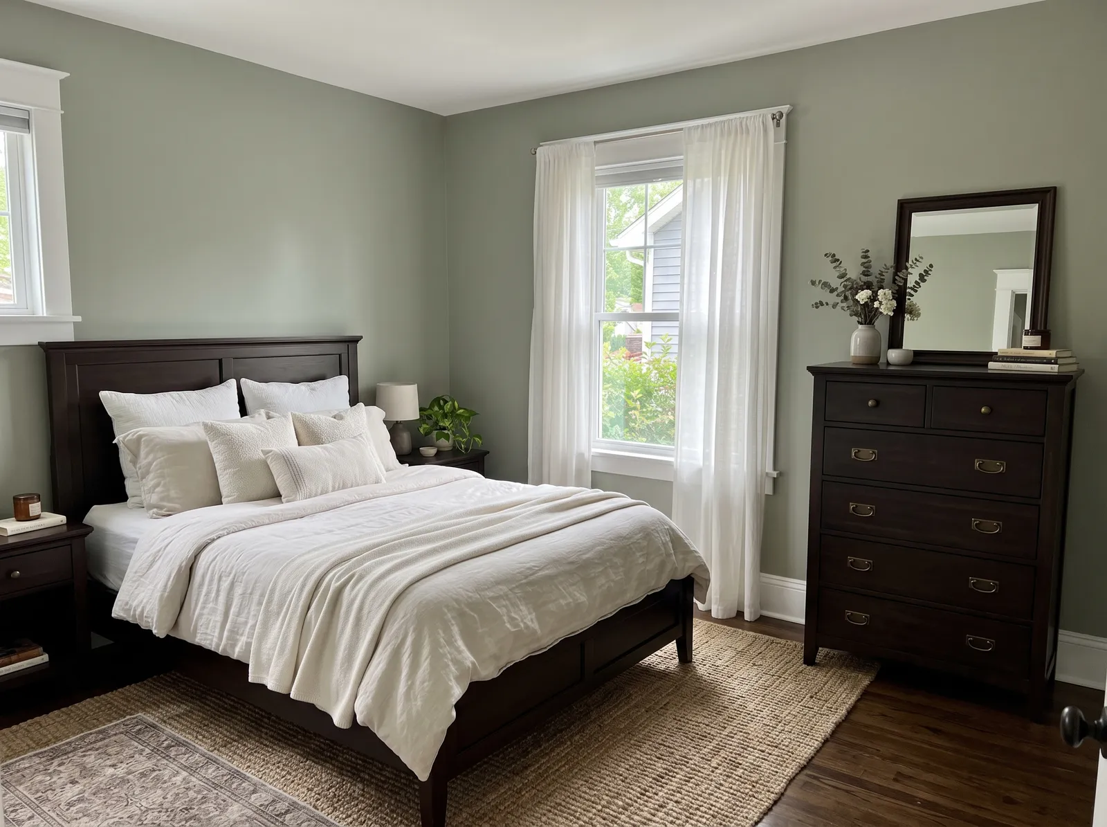 Dark Wood Furniture painted in Evergreen Fog — Soft Sage Hug