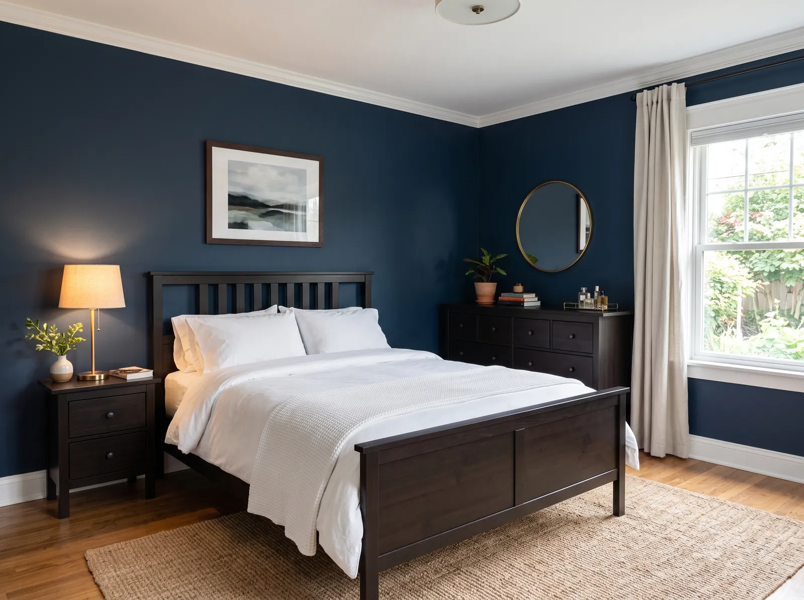 Dark Wood Furniture painted in Hale Navy — Cozy Navy Cocoon