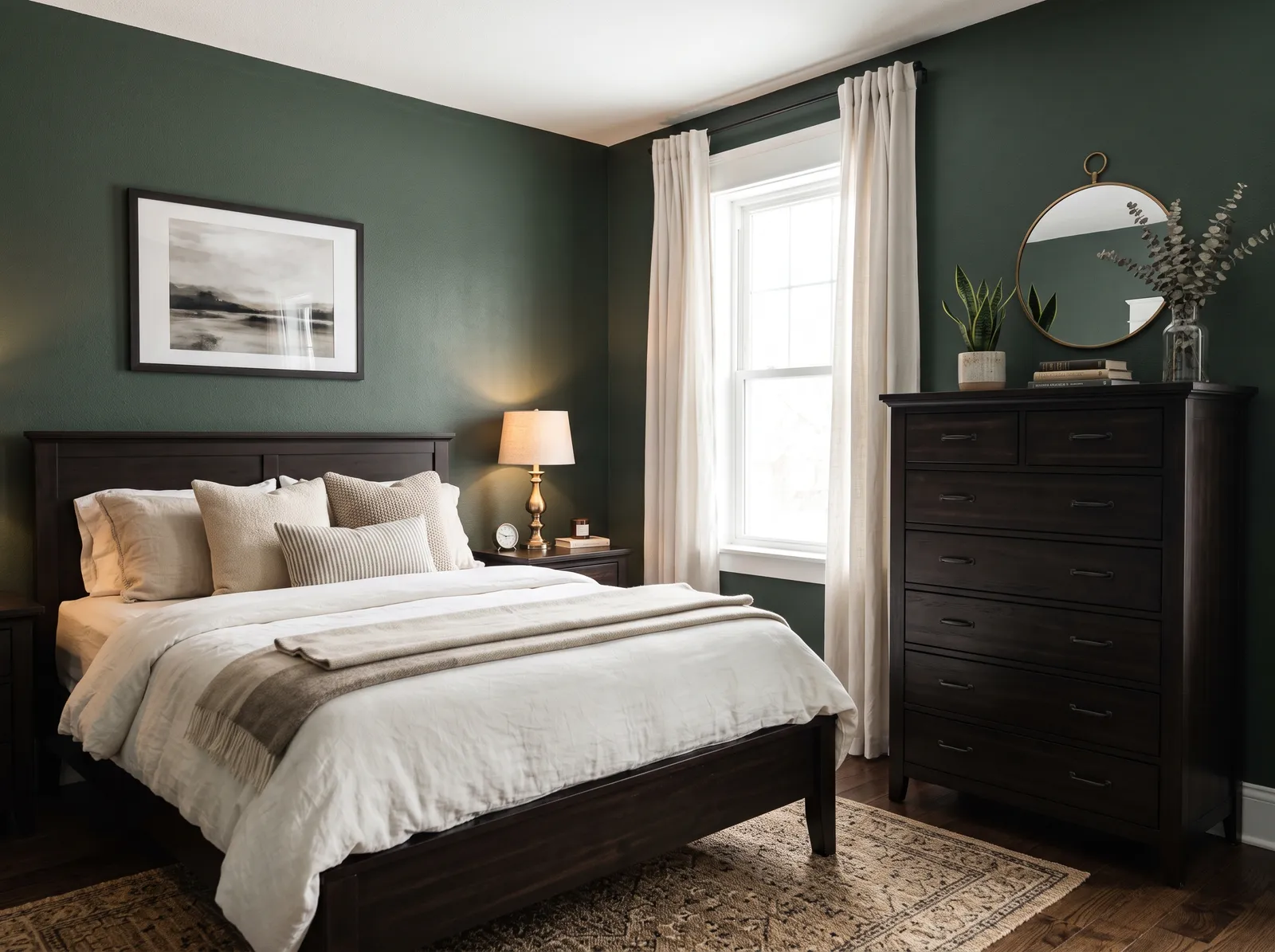 Dark Wood Furniture painted in Pewter Green — Moody Forest Green