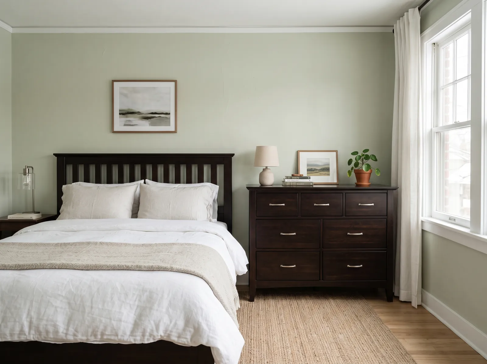 Dark Wood Furniture painted in Saybrook Sage — Light Sage Calm