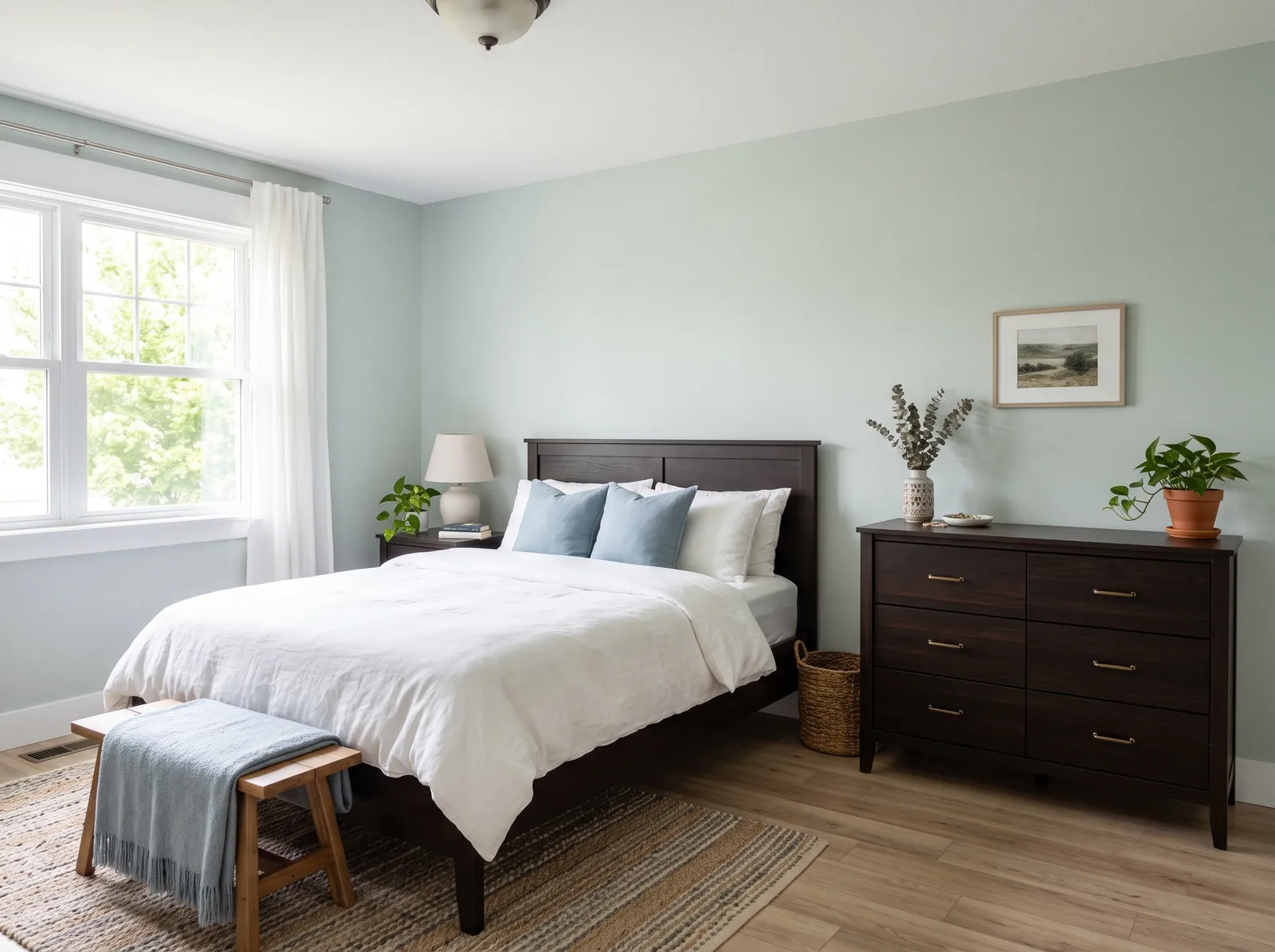Dark Wood Furniture painted in Sea Salt — Quiet Sea Salt