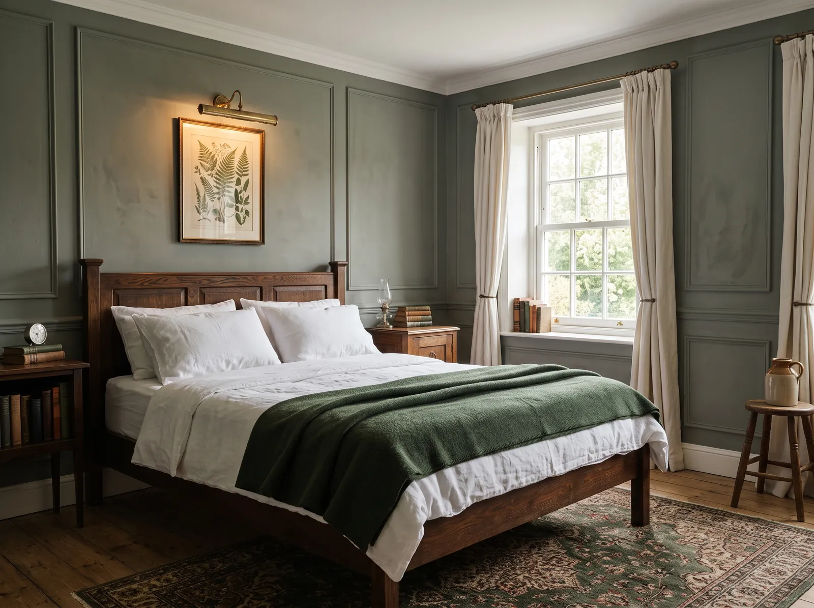 Green painted in Card Room Green — Quiet Gray-Green