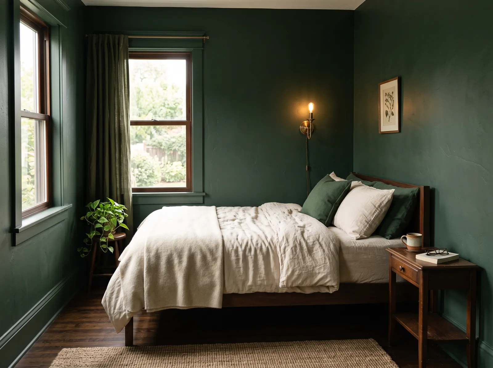 Small painted in Studio Green — Moody Forest Green
