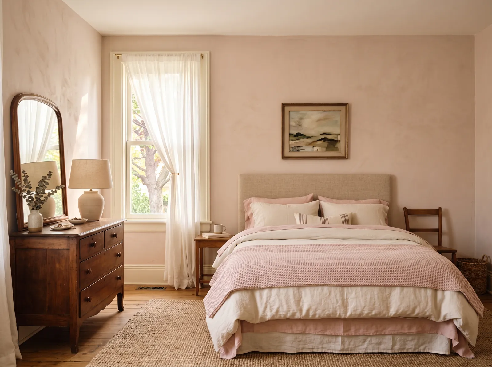 Bedroom painted in Wild Rice — Plaster Warmth