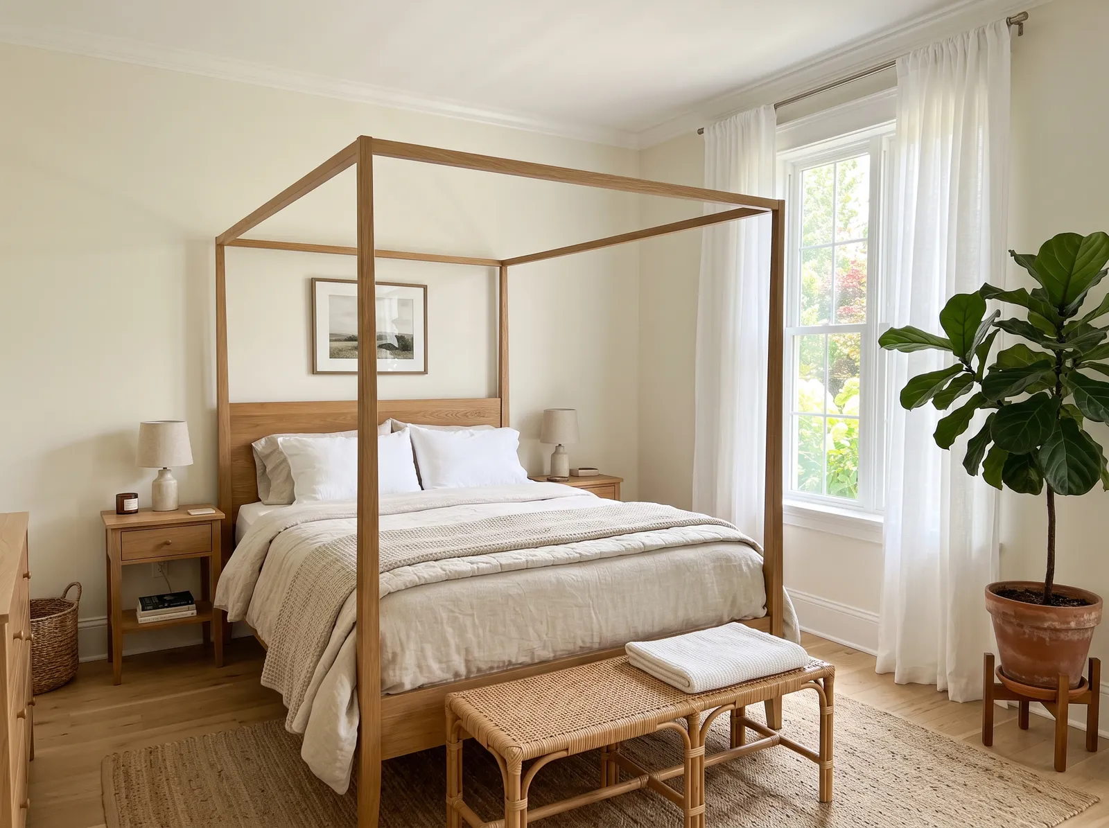 Bedroom painted in Greek Villa — Soft Warm White