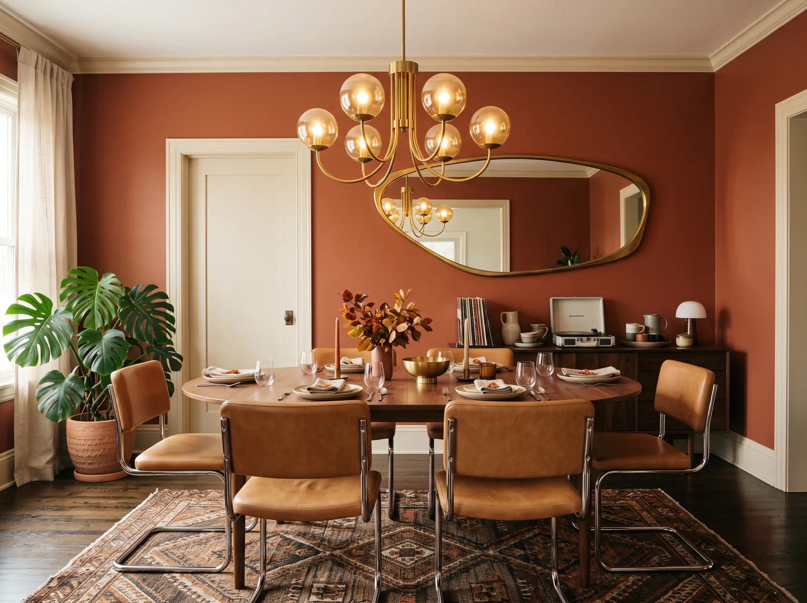 Dining Room painted in Sun's Rage — Terracotta And Beige