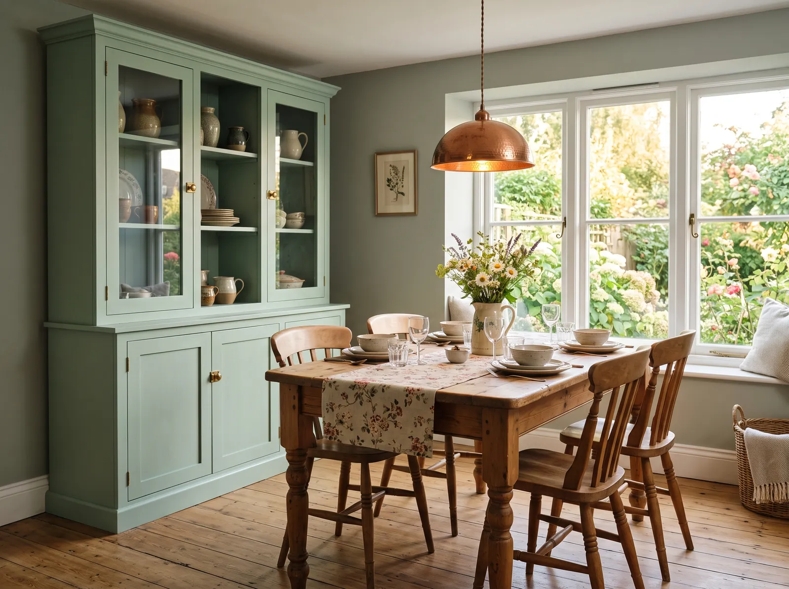 Dining Room painted in Balsam Fir — Soft Sage Cottage