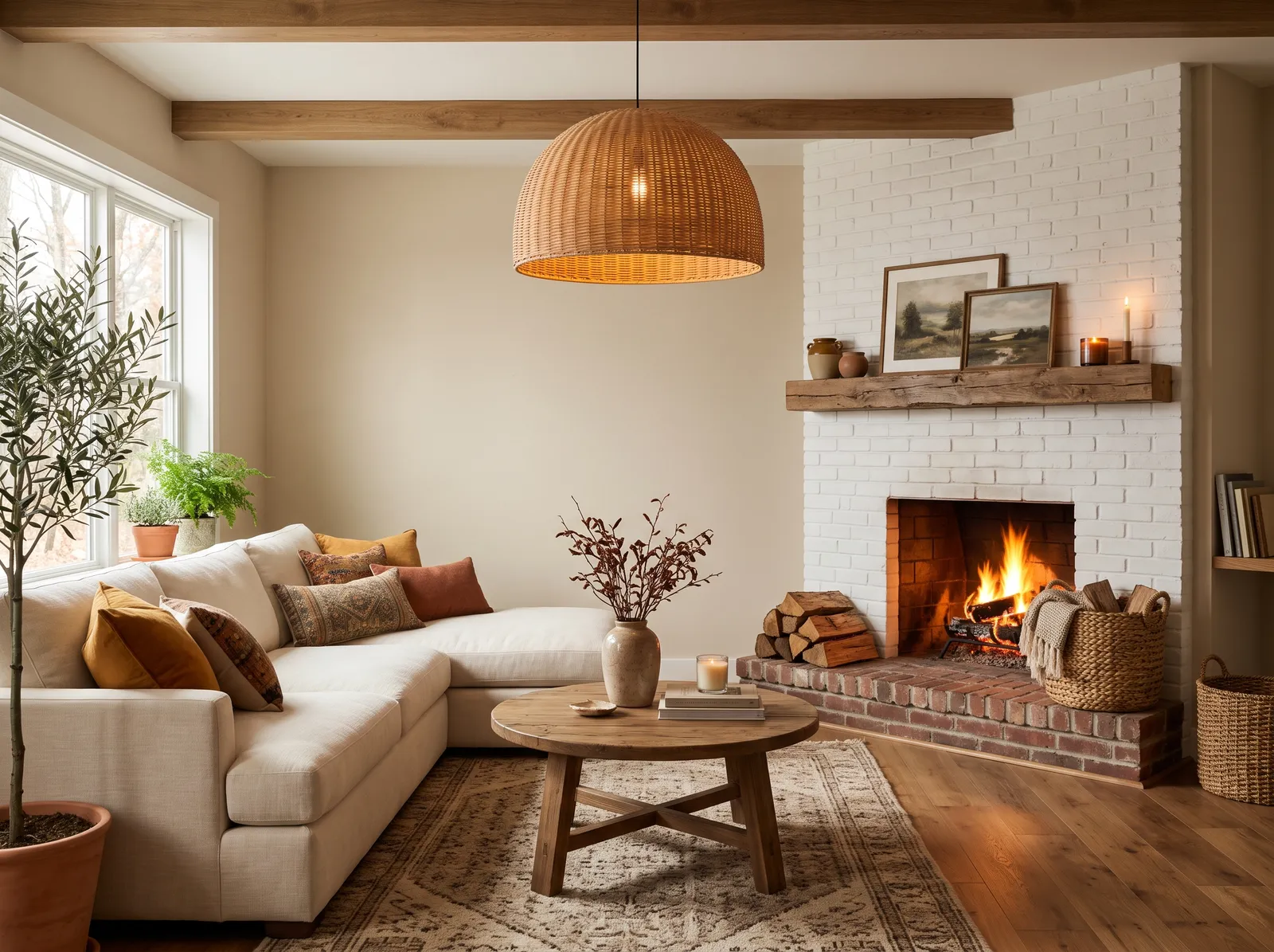 Family Room painted in Plaster — Golden Botany Beige