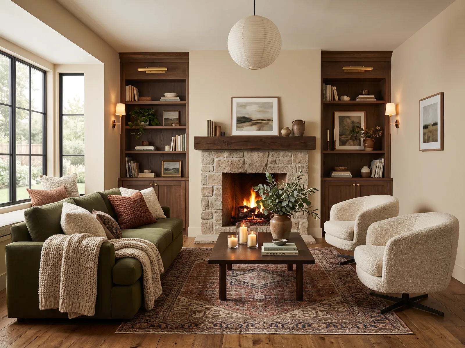 Family Room painted in Turbinado — Wheat Beige Warmth