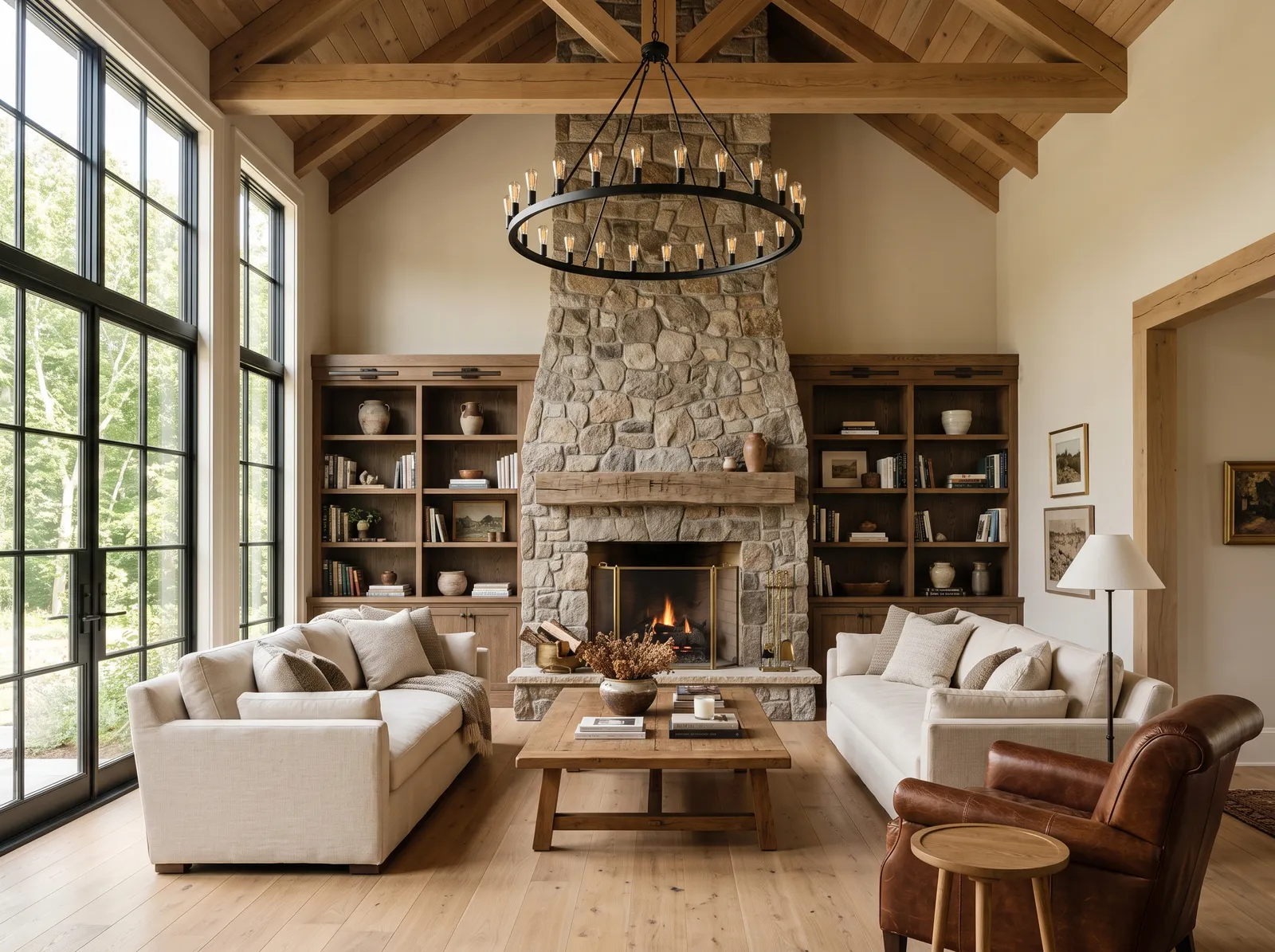 Family Room painted in Feather Stone — Light Greige Ease