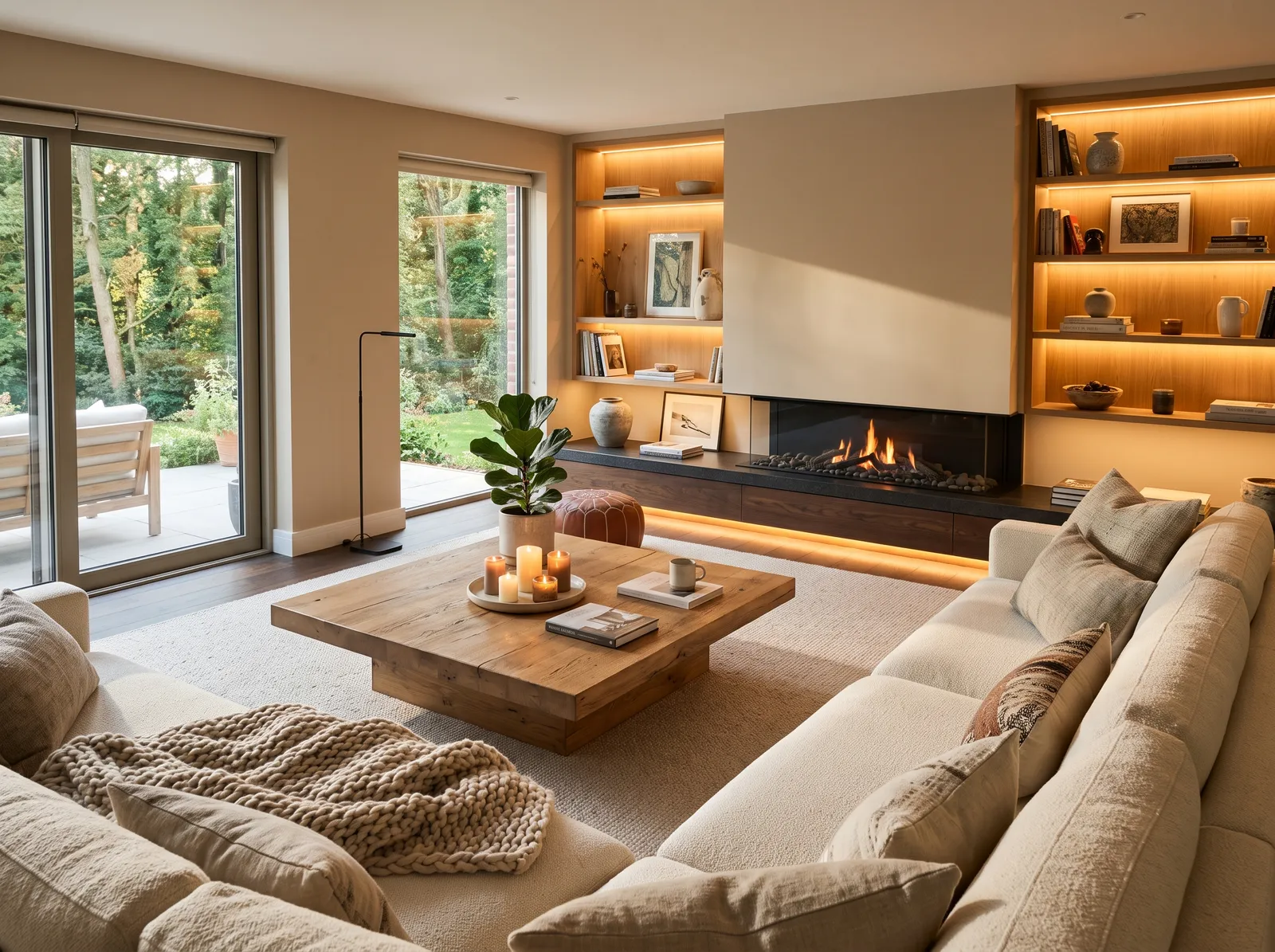 Family Room painted in Canyon View — Taupe And Cream