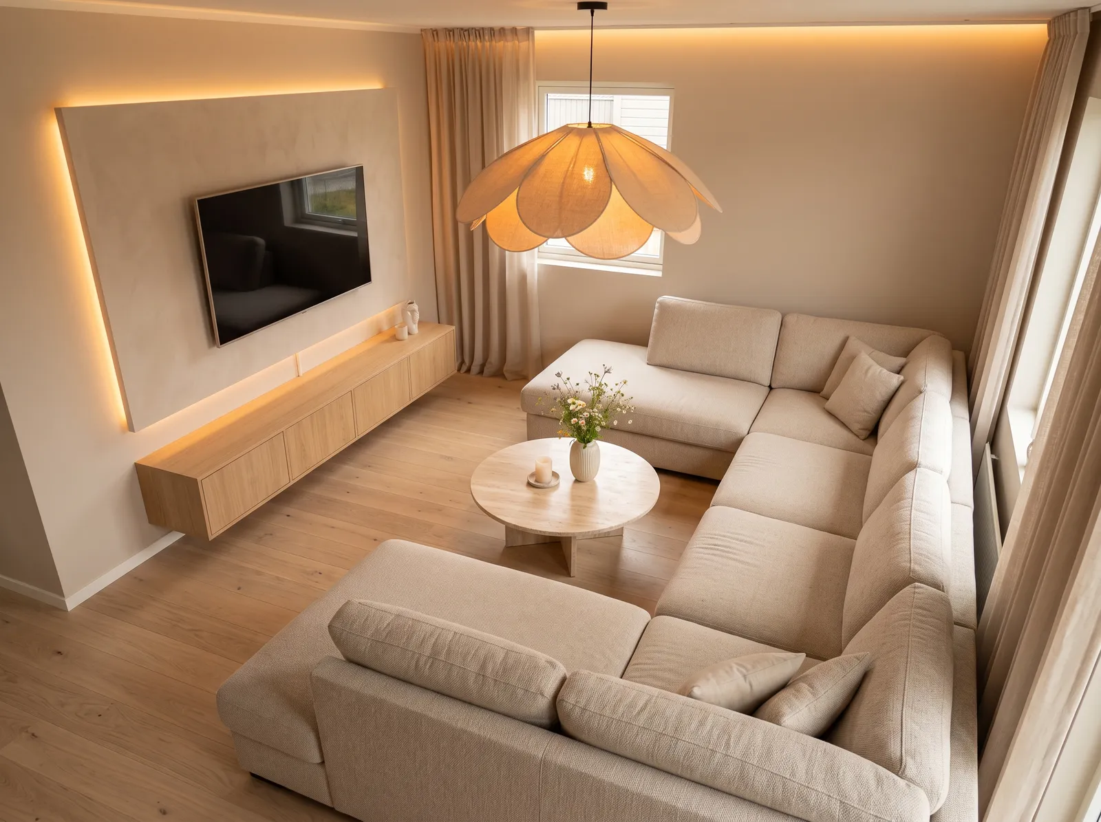 Family Room painted in French Beige — Mocha Cream Layers