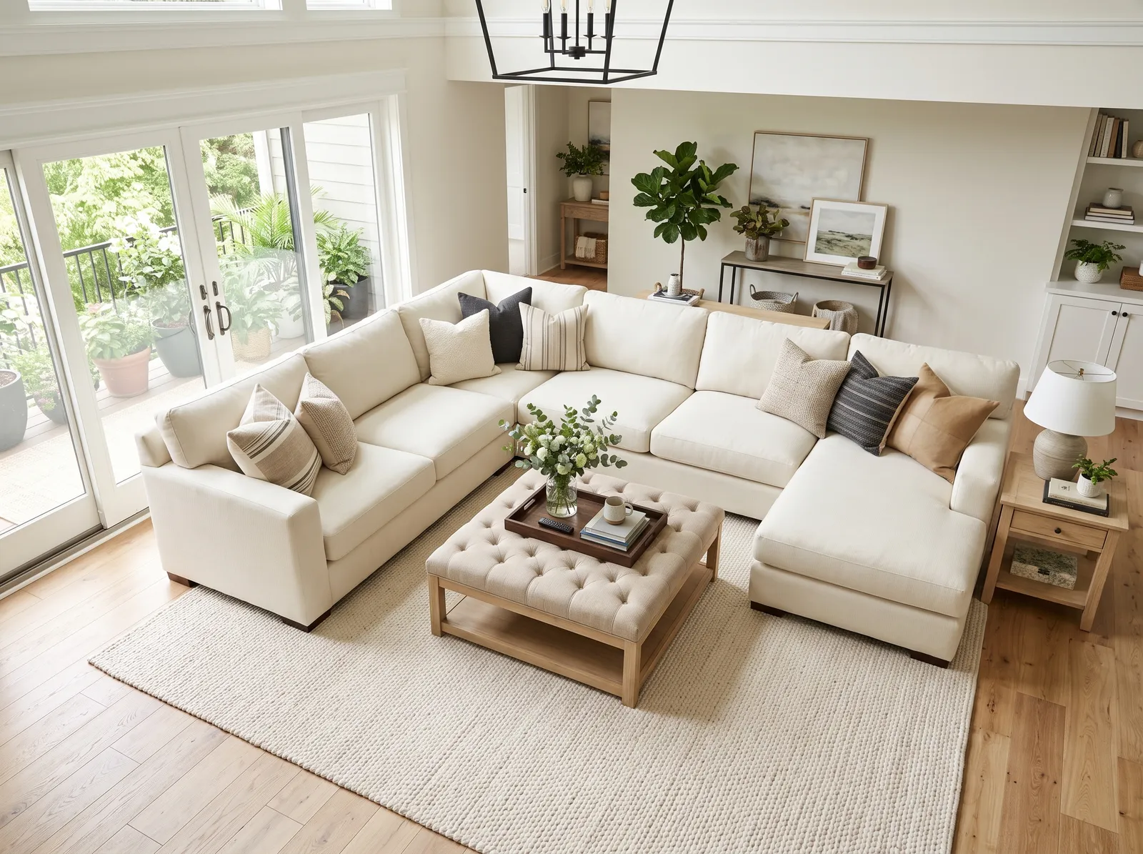 Family Room painted in Dove White — Soft White Fresh