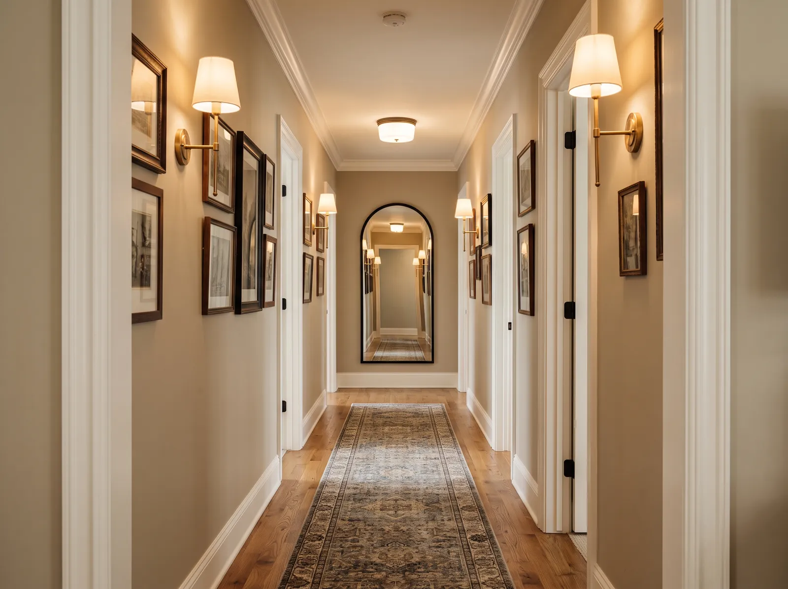 Hallway painted in Ginger — Golden Greige Glow