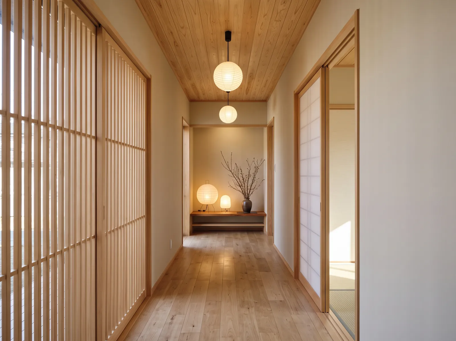 Hallway painted in Feather Stone — Soft Zen Cream