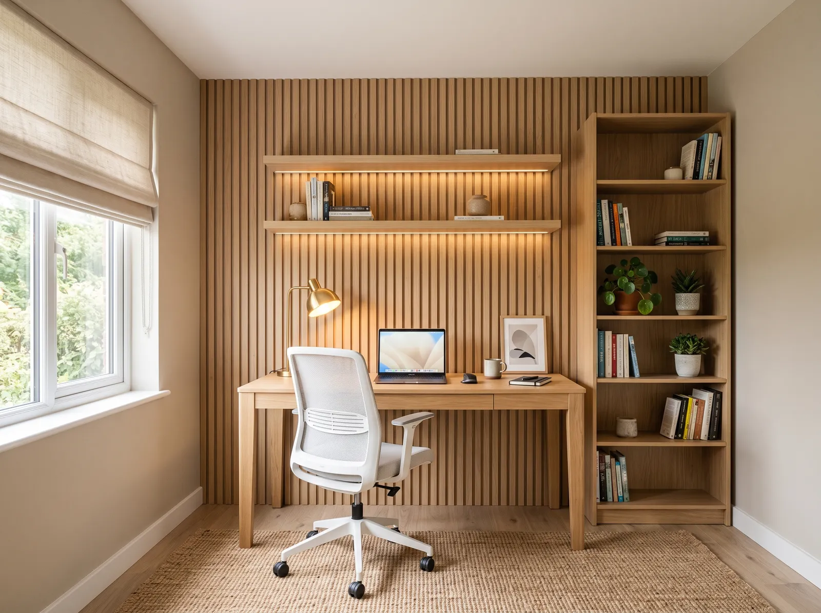 Home Office painted in Ashen Tan — Soft Greige Calm