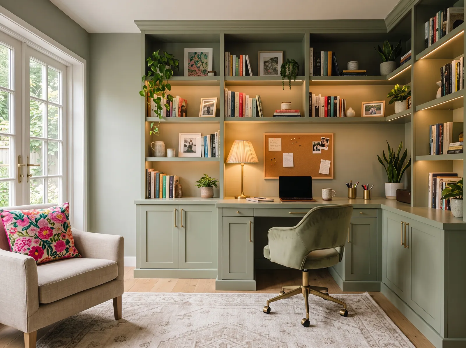 Home Office painted in River Pebble — Layered Sage Office